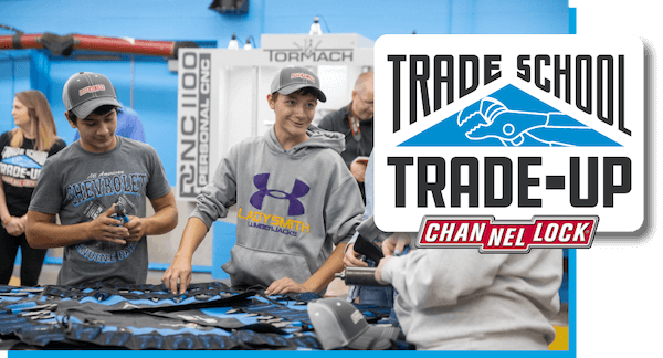 Trade School Trade-Up students with Channellock tools